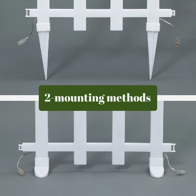 LuxenHome 8-Piece Light Show Fence Design Outdoor Holiday Decoration White 2 LuxenHome 8-Piece Light Show Fence Design Outdoor Holiday Decoration White - Image 2