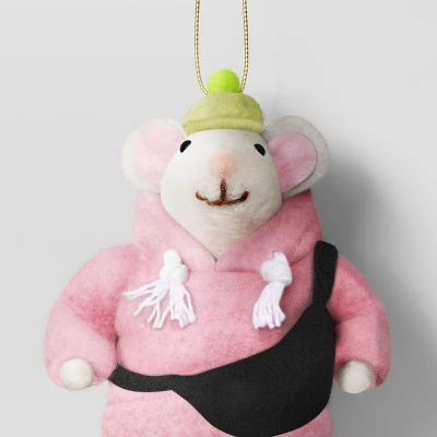 Christmas Felted Wool Mouse Ornament - Pink Jacket - Wondershop™ 2 Christmas Felted Wool Mouse Ornament - Pink Jacket - Wondershop™ - Image 2