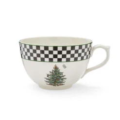 Spode Jumbo Christmas Mug - 20 Oz Porcelain Oversized Cup With Handle Featuring Holiday Tree Motif, Microwave & Dishwasher Safe