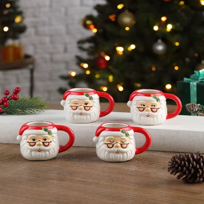 Mr. Christmas Set Of 4 Espresso Mugs - Santa 1 Mr. Christmas Set Of 4 Espresso Mugs - Santa