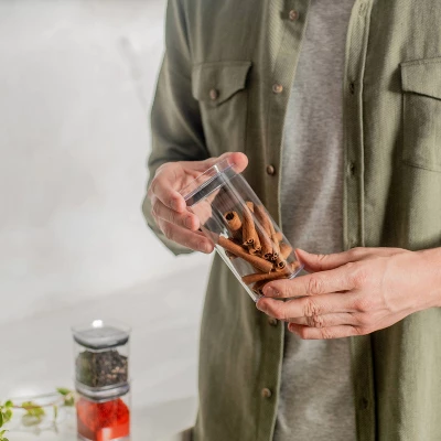 OU Airtight Food Storage Container, BPA Free Clear Plastic Food Storage Container With Leak Proof Lid, Stackable Kitchen Pantry Organizer 1 OU Airtight Food Storage Container, BPA Free Clear Plastic Food Storage Container With Leak Proof Lid, Stackable Kitchen Pantry Organizer