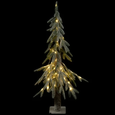 Northlight Pre-Lit Flocked Battery Operated Alpine Artificial Christmas Tree - 3' - Clear LED Lights 2 Northlight Pre-Lit Flocked Battery Operated Alpine Artificial Christmas Tree - 3' - Clear LED Lights - Image 2