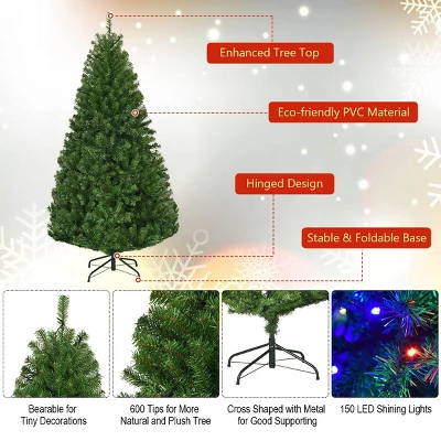 Costway 4/5/6/7/8/9 Ft Pre-Lit Artificial Christmas Tree Hinged 100/150/350/500/750/1000 LED Lights 6 Costway 4/5/6/7/8/9 Ft Pre-Lit Artificial Christmas Tree Hinged 100/150/350/500/750/1000 LED Lights - Image 6