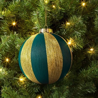 3.5" Christmas Thread Wrapping Ornament Emerald Green - Wondershop™ 1 3.5" Christmas Thread Wrapping Ornament Emerald Green - Wondershop™