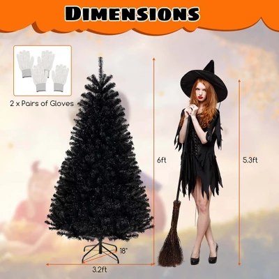 Costway 6/7/8 FT Halloween Tree Artificial Decoration Tree With 758/1040/1408 Branch Tips 6 Lighting Modes 2 Costway 6/7/8 FT Halloween Tree Artificial Decoration Tree With 758/1040/1408 Branch Tips 6 Lighting Modes - Image 2