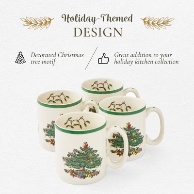 Spode Christmas Tree Mug Set Of 4 - 9oz Ceramic - Microwave, Oven, Freezer & Dishwasher Safe - Festive Holiday Coffee Tea Cup 2 Spode Christmas Tree Mug Set Of 4 - 9oz Ceramic - Microwave, Oven, Freezer & Dishwasher Safe - Festive Holiday Coffee Tea Cup - Image 2