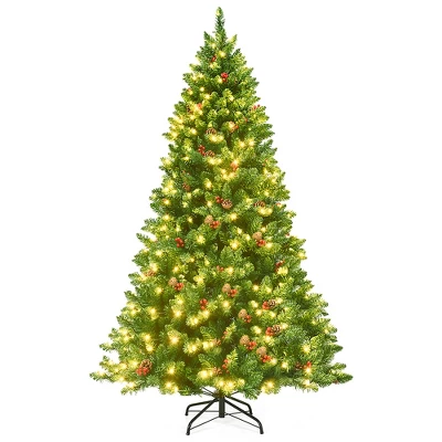 Costway 4.5Ft6.5Ft7.5Ft Pre-lit Hinged Christmas Tree W/ Pine Cones Red Berries And 300450450 LED Lights 10 Costway 4.5Ft6.5Ft7.5Ft Pre-lit Hinged Christmas Tree W/ Pine Cones Red Berries And 300450450 LED Lights - Image 10