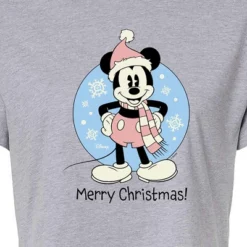 Women's - Disney - Mickey Merry Christmas Cropped Graphic T-Shirt