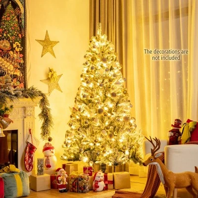 Costway 6ft Pre-lit Snow Flocked Hinged Christmas Tree W/ 928 Tips & Metal Stand 1 Costway 6ft Pre-lit Snow Flocked Hinged Christmas Tree W/ 928 Tips & Metal Stand