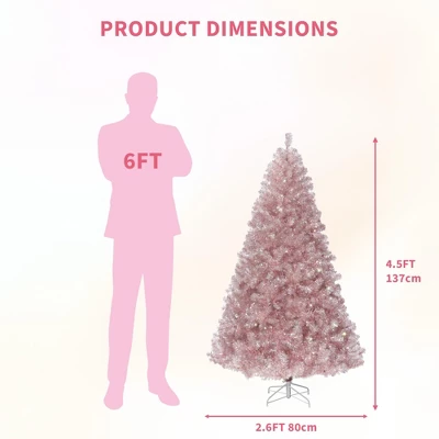 Pre-Lit Rose Gold Christmas Tree — 150 Warm White LEDs, Sparkling Tinsel, Sturdy Metal Stand, Indoor Holiday Accent 8 Pre-Lit Rose Gold Christmas Tree — 150 Warm White LEDs, Sparkling Tinsel, Sturdy Metal Stand, Indoor Holiday Accent - Image 8