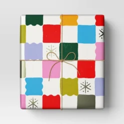 30â 25 Sq Ft Christmas Roll Wrap Multi-Colored Check - Wondershopâ˘