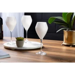 Classic Touch Set Of 6 White V-Shaped Wine Glasses With Clear Stem 5 Classic Touch Set Of 6 White V-Shaped Wine Glasses With Clear Stem -Northlight Sale Store GUEST e8428dd9 c15e 43ad 85f2 6a693dfff08d
