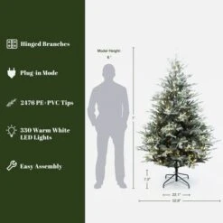 LuxenHome 7Ft Pre-Lit Green Artificial Fir Christmas Tree With Mistletoe Decorations And Metal Stand 12 LuxenHome 7Ft Pre-Lit Green Artificial Fir Christmas Tree With Mistletoe Decorations And Metal Stand -Northlight Sale Store GUEST e8c03a0c a364 41a5 9680 27a8c05f3175