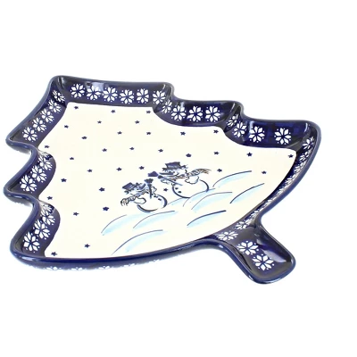 Blue Rose Polish Pottery 1759 Zaklady Christmas Tree Plate 4 Blue Rose Polish Pottery 1759 Zaklady Christmas Tree Plate - Image 4