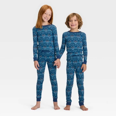 Kids' Hanukkah Ribbed Long Sleeve Shirt And Pants Holiday Matching Family Pajama Set - Wondershop™ Blue 5 Kids' Hanukkah Ribbed Long Sleeve Shirt And Pants Holiday Matching Family Pajama Set - Wondershop™ Blue - Image 5