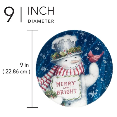 Certified International Set Of 4 Snowman Greetings Dessert Plates 2 Certified International Set Of 4 Snowman Greetings Dessert Plates - Image 2