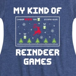 Girls' - Instant Message - My Kind Of Reindeer Games Christmas Fit & Flair Cap Sleeve Graphic Dress