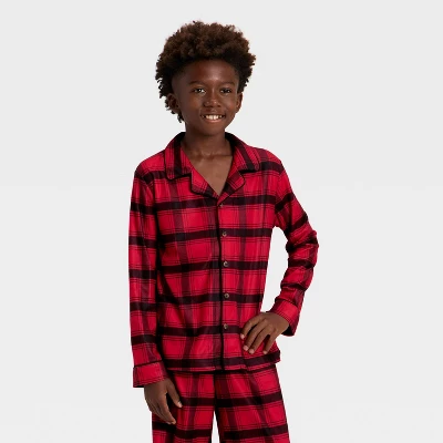 Kids' Plaid Long Sleeve Shirt And Pants Holiday Matching Family Pajama Set - Wondershop™ Red/Black 2 Kids' Plaid Long Sleeve Shirt And Pants Holiday Matching Family Pajama Set - Wondershop™ Red/Black - Image 2
