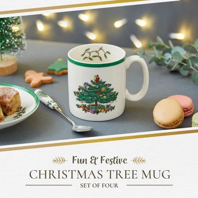 Spode Christmas Tree Mug Set Of 4 - 9oz Ceramic - Microwave, Oven, Freezer & Dishwasher Safe - Festive Holiday Coffee Tea Cup 1 Spode Christmas Tree Mug Set Of 4 - 9oz Ceramic - Microwave, Oven, Freezer & Dishwasher Safe - Festive Holiday Coffee Tea Cup