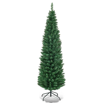 Costway 5'/6'/7'/8' /9' PVC Artificial Pencil Christmas Tree Slim Green 10 Costway 5'/6'/7'/8' /9' PVC Artificial Pencil Christmas Tree Slim Green - Image 10