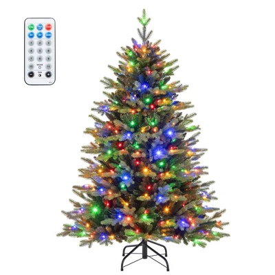 Costway 5/6/7 FT Pre-Lit Christmas Tree Hinged With 250/350/470 Multi-color Lights 9 Costway 5/6/7 FT Pre-Lit Christmas Tree Hinged With 250/350/470 Multi-color Lights - Image 9