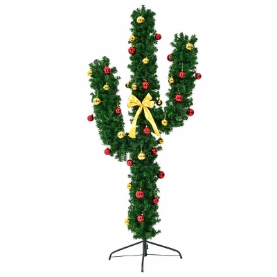 Costway Pre-Lit Cactus Christmas Tree 7Ft LED Lights Ball Ornaments 7 Costway Pre-Lit Cactus Christmas Tree 7Ft LED Lights Ball Ornaments - Image 7