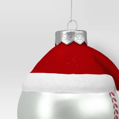 4" Christmas Glass Baseball With Hat Ornament - Wondershop™ 2 4" Christmas Glass Baseball With Hat Ornament - Wondershop™ - Image 2