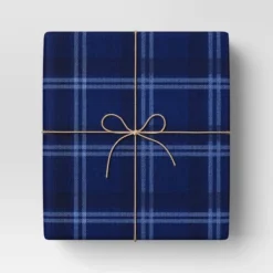 30â 25 Sq Ft Christmas Roll Wrap Blue Plaid - Wondershopâ˘