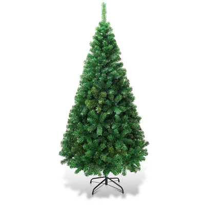 Costway 5Ft/6Ft/7Ft/8Ft Artificial PVC Christmas Tree W/Stand Holiday Season Indoor Outdoor Green 5 Costway 5Ft/6Ft/7Ft/8Ft Artificial PVC Christmas Tree W/Stand Holiday Season Indoor Outdoor Green - Image 5