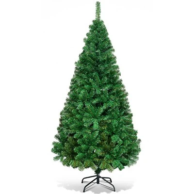 Costway 5Ft/6Ft/7Ft/8Ft Artificial PVC Christmas Tree W/Stand Holiday Season Indoor Outdoor Green 1 Costway 5Ft/6Ft/7Ft/8Ft Artificial PVC Christmas Tree W/Stand Holiday Season Indoor Outdoor Green