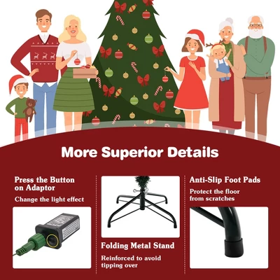 Costway 6/7 FT Pre-Lit Artificial Christmas Tree Hinged 788/1130 Branch Tips & 280/380 LED Lights 8 Costway 6/7 FT Pre-Lit Artificial Christmas Tree Hinged 788/1130 Branch Tips & 280/380 LED Lights - Image 8