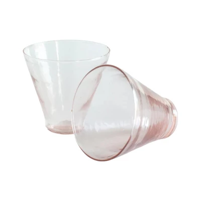 Slickblue Set Of 2 Handmade Hammered Glass Cups – 13.5oz, Colored Glass, Blush/Clear/Smoke 4 Slickblue Set Of 2 Handmade Hammered Glass Cups – 13.5oz, Colored Glass, Blush/Clear/Smoke - Image 4