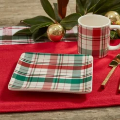Split P Green Winter Plaid Plate Set Of 4