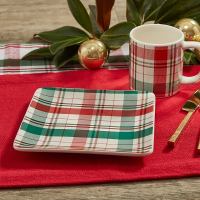 Split P Green Winter Plaid Plate Set Of 4 1 Split P Green Winter Plaid Plate Set Of 4