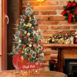 Homhougo 3ft Mini Artificial Christmas Tree With Realistic Spruce Tips & Sleigh Base, Great For Home Or Office Decoration -Northlight Sale Store GUEST f9af7454 d230 4949 8a2c 2d2cc5ab969c