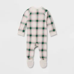 Baby Plaid Ribbed Holiday Matching Family Footed Pajama - Wondershop⢠Cream