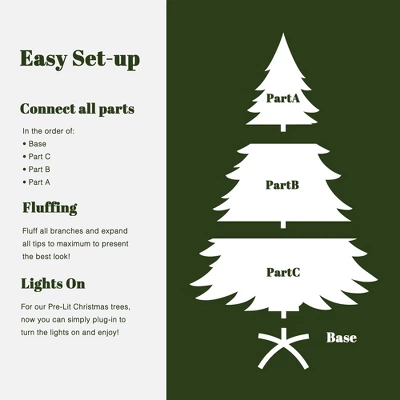 LuxenHome 6Ft Pre-Lit Green Full Artificial Cedar Christmas Tree With Metal Stand 3 LuxenHome 6Ft Pre-Lit Green Full Artificial Cedar Christmas Tree With Metal Stand - Image 3