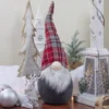 Northlight Plaid Bendable Hat Gnome Sitting Christmas Decoration - 25" - Red And Gray