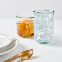 12pc Glass Potomac Double Old-Fashioned Assorted Tumbler Set - Thresholdâ˘: Recycled Glassware Set, Dishwasher-Safe