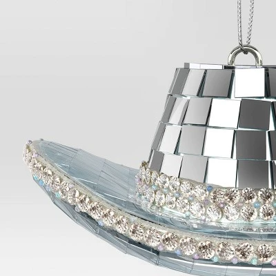 Christmas Silver Disco Cowboy Hat Ornament - Wondershop™ 2 Christmas Silver Disco Cowboy Hat Ornament - Wondershop™ - Image 2