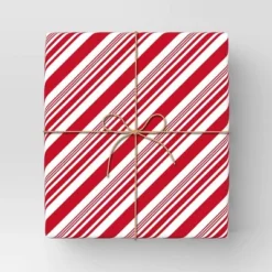 40" 220 Sq Ft Christmas Roll Wrap Red/White Diagonal Stripe - Wondershopâ˘