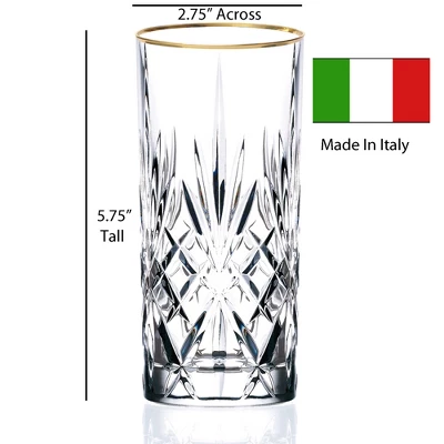 Lorren Home Trends Siena Collection Set Of 4 Crystal Water, Beverage, Or Ice Tea Glass With Gold Band Design 2 Lorren Home Trends Siena Collection Set Of 4 Crystal Water, Beverage, Or Ice Tea Glass With Gold Band Design - Image 2