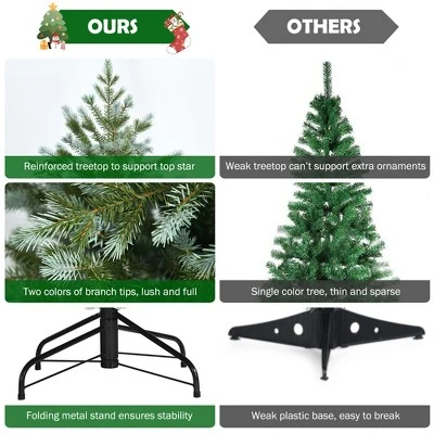 Costway 7ft Artificial Christmas Spruce Hinged Tree W/ 1260 Mixed PE & PVC Tips 8 Costway 7ft Artificial Christmas Spruce Hinged Tree W/ 1260 Mixed PE & PVC Tips - Image 8